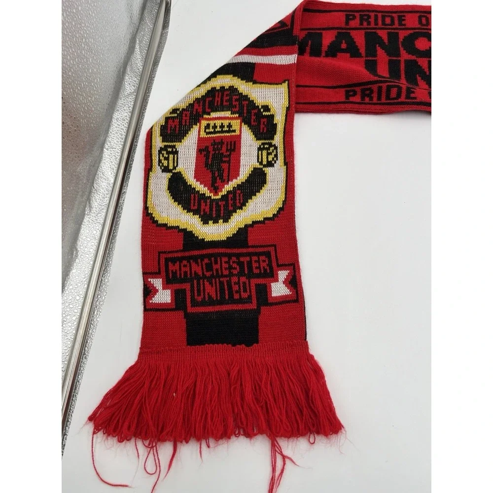 Manchester United Soccer Scarf Pride Of The North Red Knit Fringe Fan